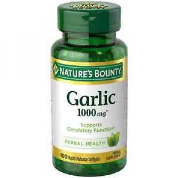 Nature&#039;s Bounty Garlic 1000 mg Softgels 100 ea (Pack of 8)
