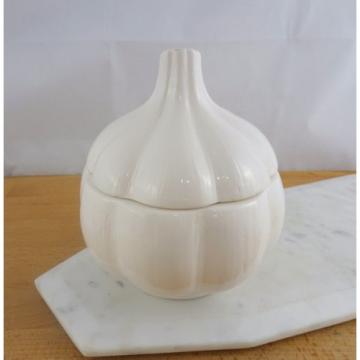 Cute Vintage Anthropomorphic Ceramic Garlic Keeper Storage Container with Lid