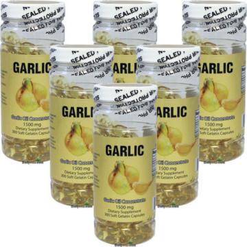 6 x Garlic Oil 3 MG 500:1 Concentrate = 1500 mg 300 Capsules FRESH Made In USA