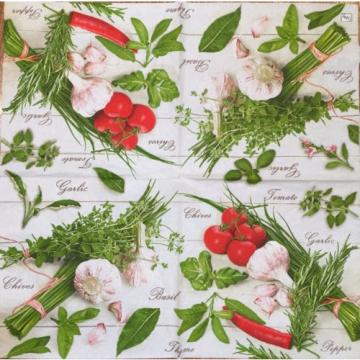 2 single paper napkins Decoupage Scrapbooking Collection Tomato Seasoning Garlic