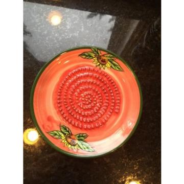 Fine French Garlic Grater Plate Sunflowers 5&#034;