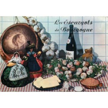 Recette des Escargots de Bourgogne garlic snails french food topic postcard